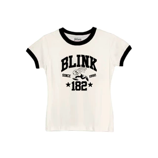 Camiseta ou Baby Look Ringer Tee Vintage / 100% Algodão Off White / BLINK