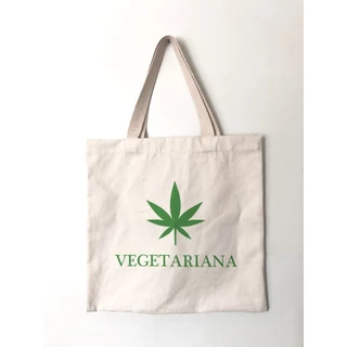 Ecobag Bolsa Sacola em Algodão Cru / Vegetariana Weed