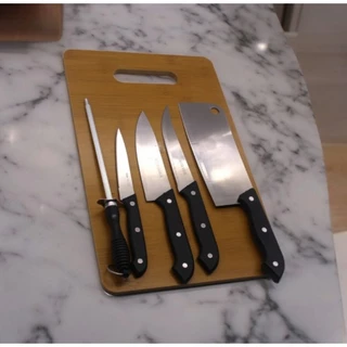 kit de cozinha com 6 peças contendo facas e amolador