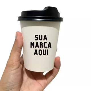 Copo 240 ml em Papel Personalizado com Tampa Preta - 50 unidades
