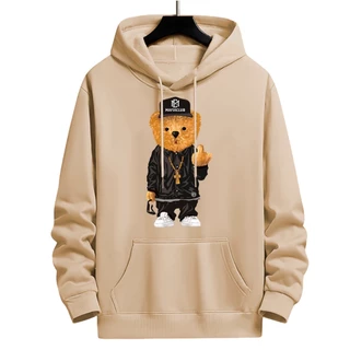 Moletom Blusa De Frio Canguru Peluciado Com Capuz Estampa Urso Mafiaclub Masculina Feminina Casaco Flanelado Algodão Casual Unissex
