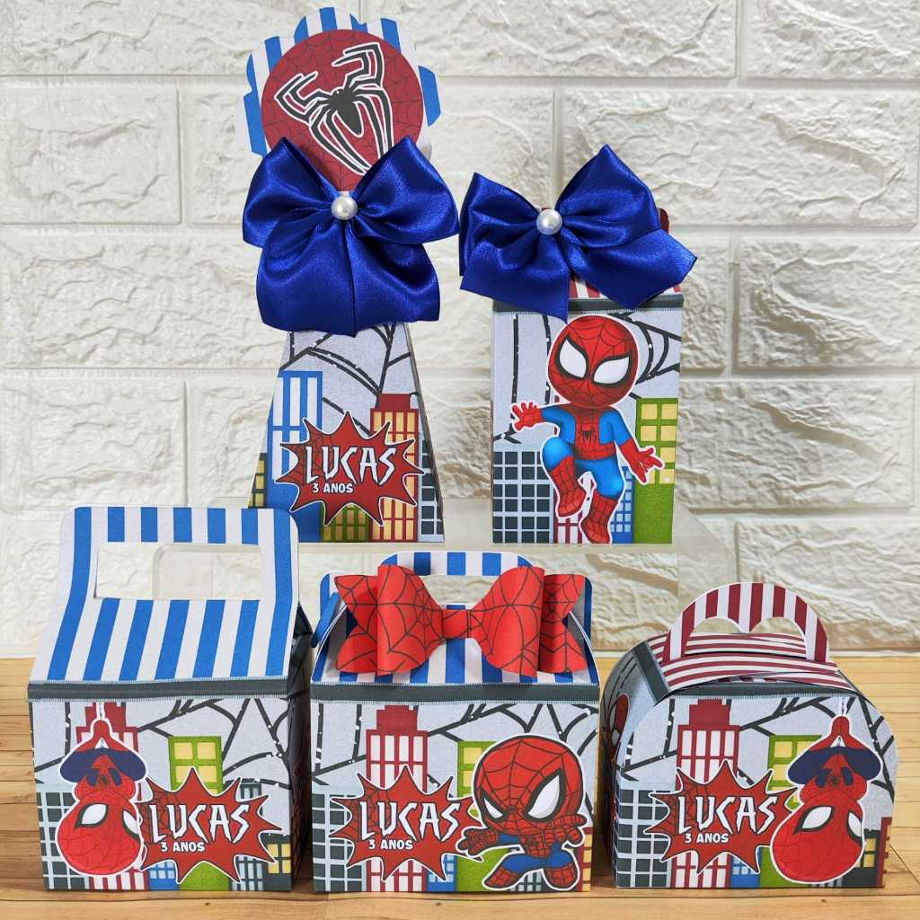 Kit Caixa Personalizada Lembrancinha Festa Homem Aranha | Shopee Brasil