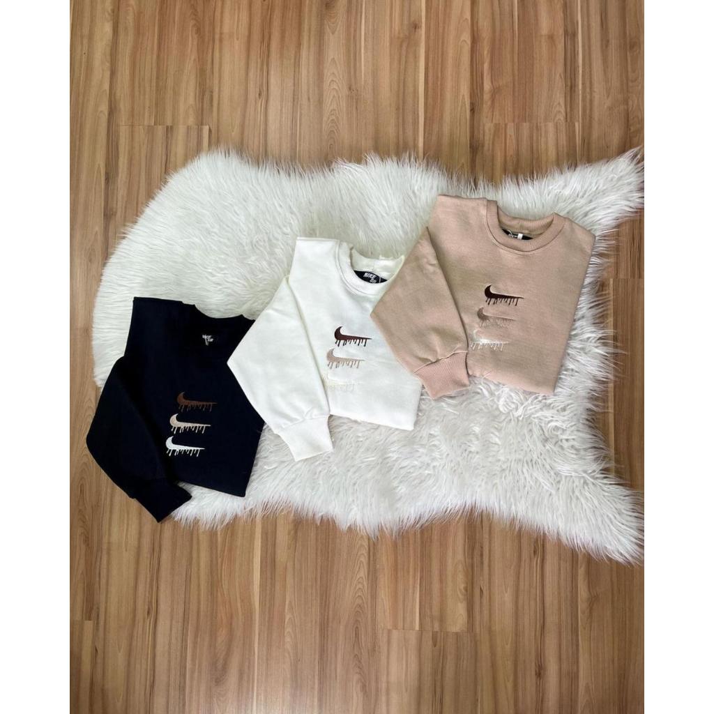 BLUSA CASACO MOLETOM CARECA BORDADO TRES SIMBOLOS PEQUENOS INVERNO UNISSEX
