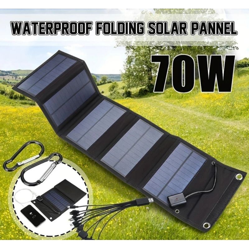 Placa solar Portatil completa 70w carregamento ultra rapido