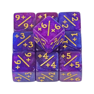 Dados D6 Marcador/Contador +1/+1 Azul e Rosa/Azul e Roxo Galáxia para RPG/TCG + Bolsa