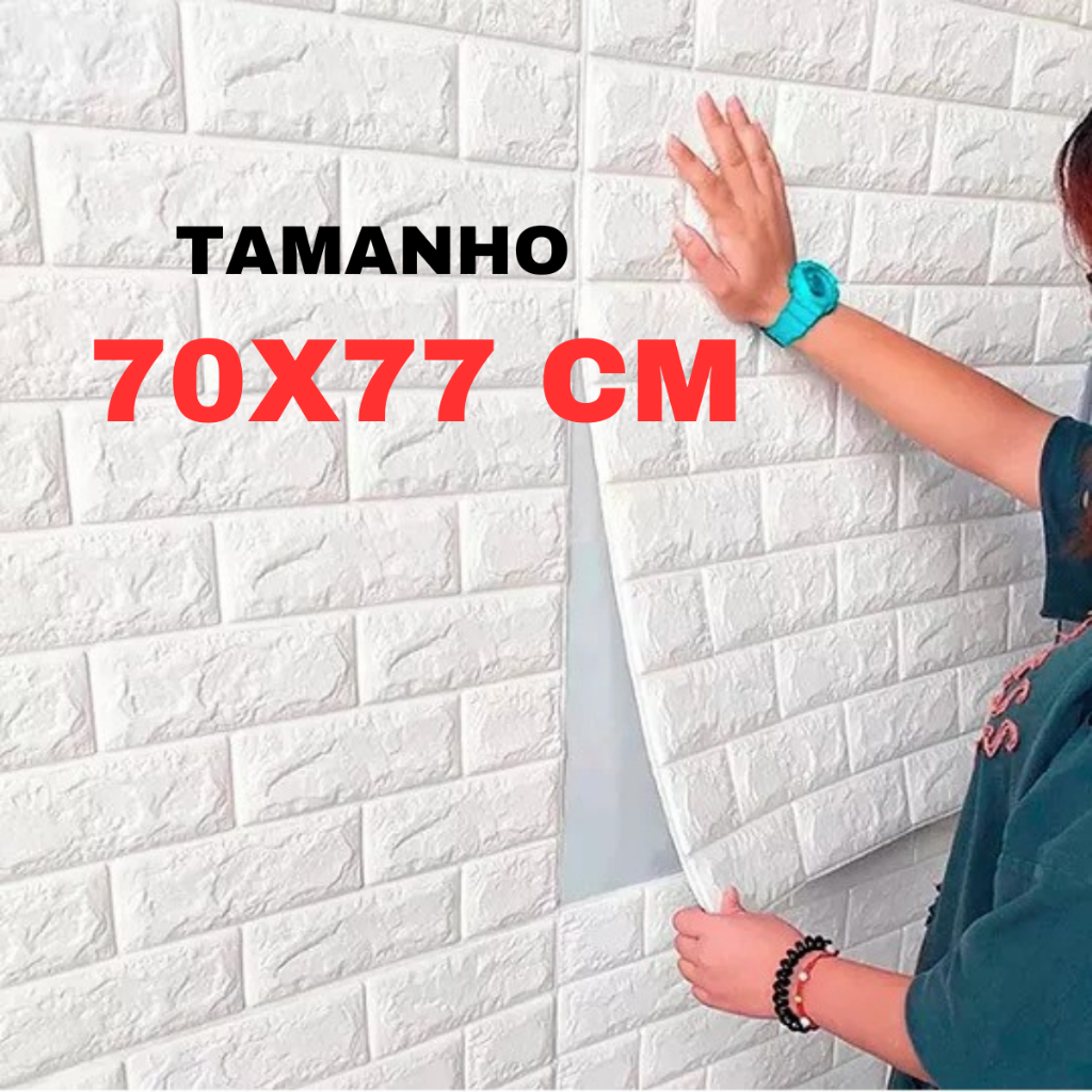Placa 3D Tijolo Branco Adesivo Alto Relevo Texturizado Branco 70x77cm ...