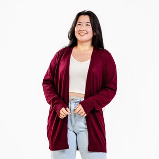 Cardigan de Trico Kimono Feminino Plus Size Manga Comprida Inverno Blusa de Frio Sobretudo Quentinho