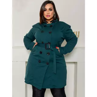SOBRETUDO FEMININO MODA PLUS SIZE LISO INVERNO CASACO COM BOLSOS E BOTÕES.