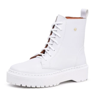 Bota Coturno Branco Feminino Cano Curto Blogueira Sola Plataforma Tratorada