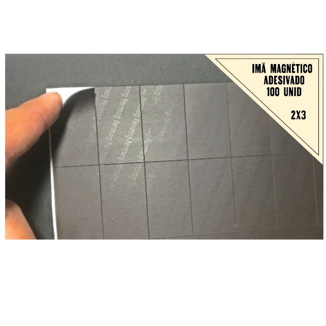 105 Imãs Adesivados 2x3 de Manta Magnética - Cartela c/ 105 Pedaços de imã de geladeira