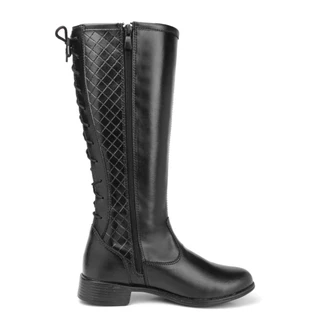 Bota Feminina Luxo Cano Alto Montaria Fivela Zíper Lateral