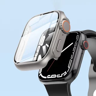 Capa Case com Vidro protetora Capinha para Apple Watch 44mm 45mm 42mm 40mm 41mm 38mm Serie 9 8 7 6 5 4 3 2 1 SE PC Caixas de relógios
