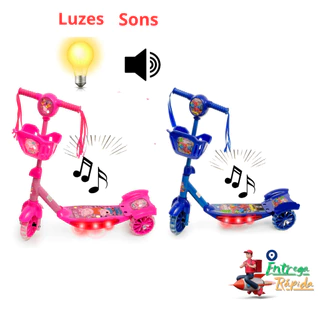 Patinete Infantil 3 Rodas Com Cesta Luz E Som 99 Toys Patinete Para Menina E Menino Rosa Azul