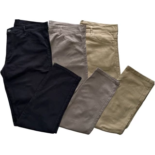 Kit 3 calças sarja masculina básica lisa com elastano todas com ótima elasticidade calça forrada e super confortável