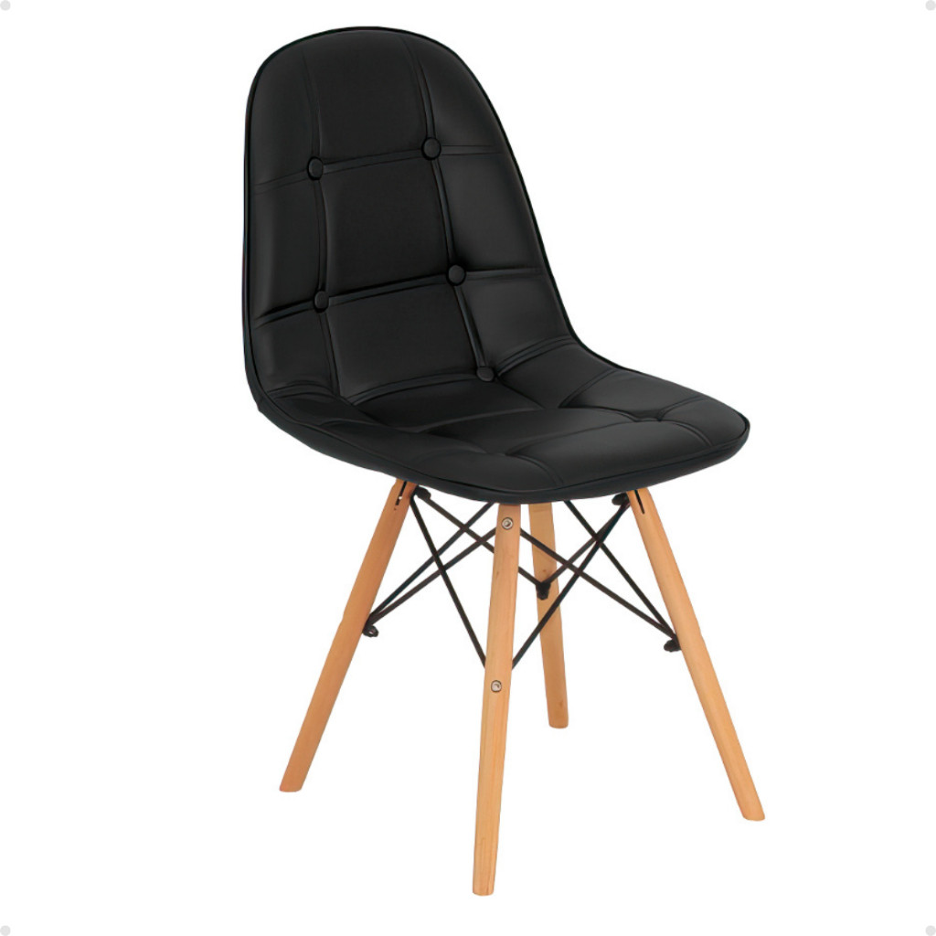 Cadeira Dkr Charles Eames Wood Estofada Botonê