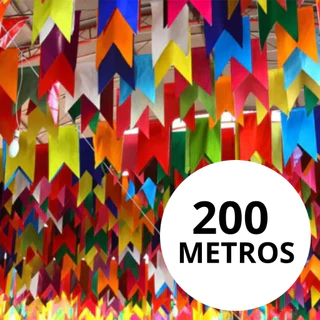 Kit 200 Metros Bandeirinhas De Plástico Festa Junina São João Decoração Bandeirola