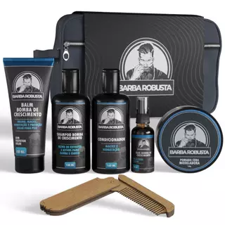 kit Barba de Shampoo Condicionador Balm Óleo Cera Pente necessaire