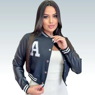 Jaqueta Bomber Feminina Estilo Colegial Moda Blogueira Moda Gringa
