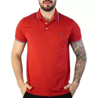 Camisa Polo Reserva Vermelho Cereja friso duplo