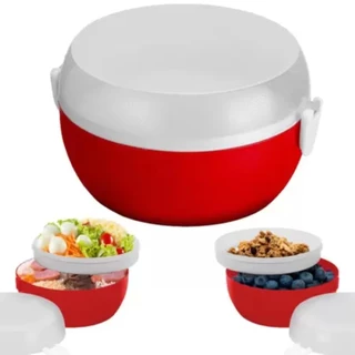 Pote para Alimentos Marmita Fitness com Divisória 600ml Cereais, frutas, saladas e outros