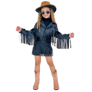 Conjunto Infantil Roupa Boiadeira Ana Castela Saia+Cropped+Casaquinho-Mila-