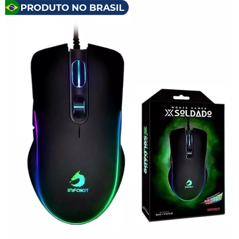 Mouse Gamer XSoldado GM-V550, Com Fio, LED RGB, 6400 DPI, 7 botões ...