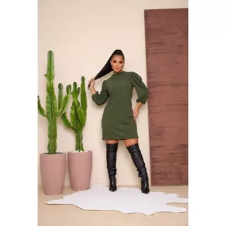 Vestido Feminino Manga Longa Gola Alta Lanzinha Poncho Max Blusão Moda Blogueira Gringa Evangélica