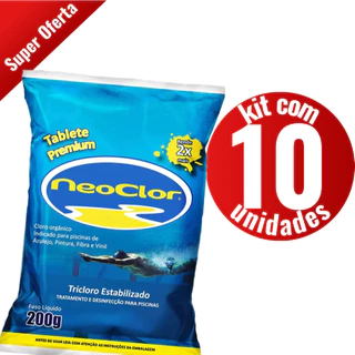 Kit com 10 Pastilhas de Cloro Neoclor Tablete Premium 200g
