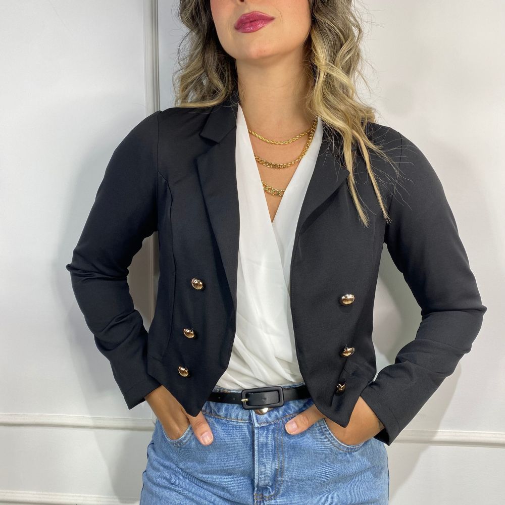 Blazer Curto Feminino Alfaiataria Social Casual Casaquinho | Shopee Brasil