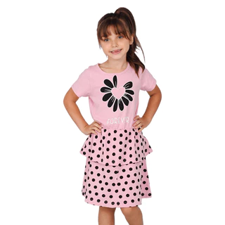 Vestido Infantil Poá com Flor - Big Bless