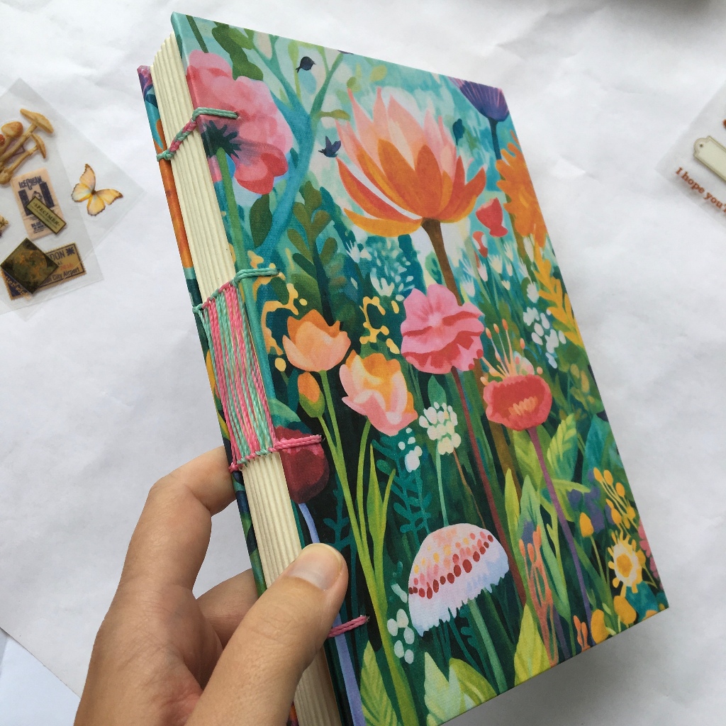 Caderno A5 - sketchbook - flores do jardim