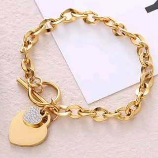 pulseira corrente feminino aço inoxidável prata ou dourado