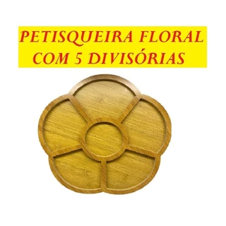 Petisqueira Tábua 30Cm Ou 26Cm 5 Divisórias Para Petisco Gamela Mdf Decorativa Em Forma De Flor em Oferta na Shopee