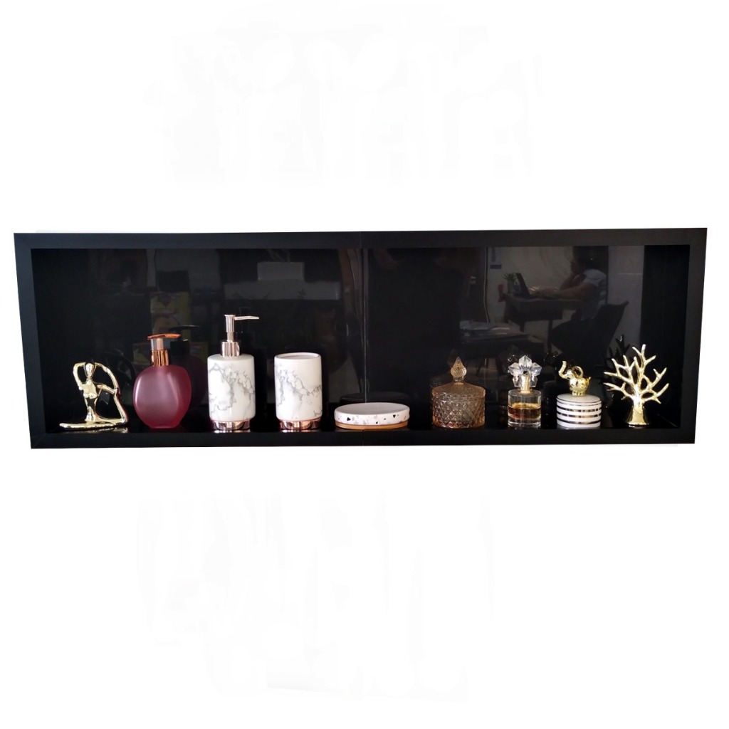 Nicho Banheiro Porcelanato Preto 100x30 - 2 peças de 50cm