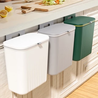Lixeira Pendurável Com Suporte De Plástico Com Tampa Vem Com Auto Adesivo de parede utensílios de cozinha