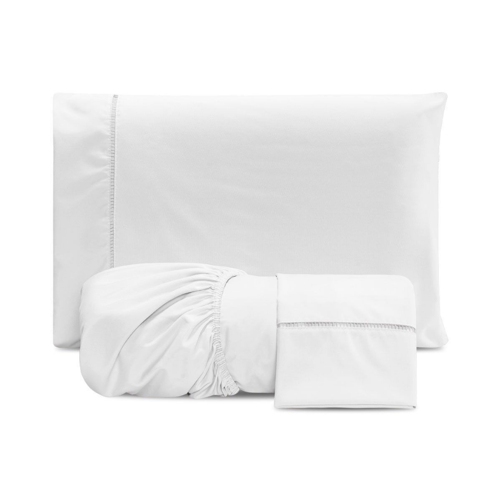 Jogo de Lençol Casal King Size Micro Percal 300 Fios Com Elástico Cama Extra Macio Ponto Palito