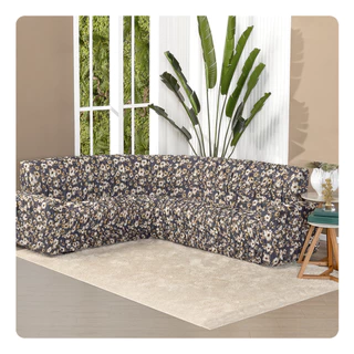 Capa Protetora De Sofá Canto 6 Lugares Em L Estampada Malha Gel em Oferta na Shopee