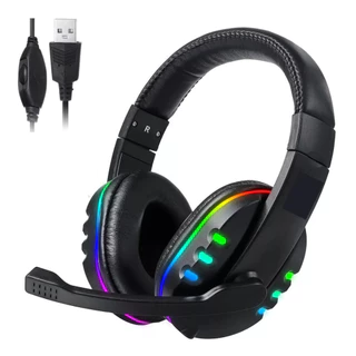 Fone De Ouvido Gamer Com Fio Usb Para Pc Note book Headset Com Microfone LED RGB