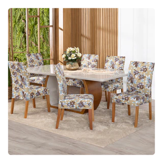 Kit 6 Capas Cadeira de Jantar Malha Com Elástico Estampada em Oferta na Shopee