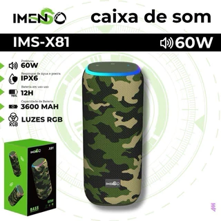 IMS-X81 Caixa de Som 60W IPX6 Luzes RGB