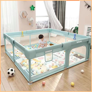 Cercado Grade Para Bebê Aiebao 127 x 127 x 65 Pequeno Até 6 Anos 48 Peças Para Montagem Bolsa Para Transporte Com Zíper Poliéster Aço Espuma Plástico