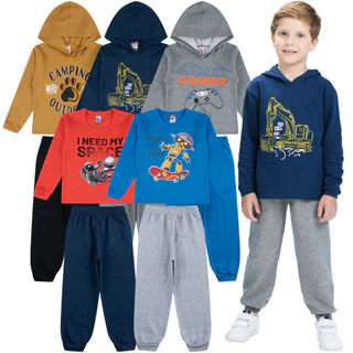 Kit 10 Peças 5 Conjunto Moletom Infantil Menino Inverno
