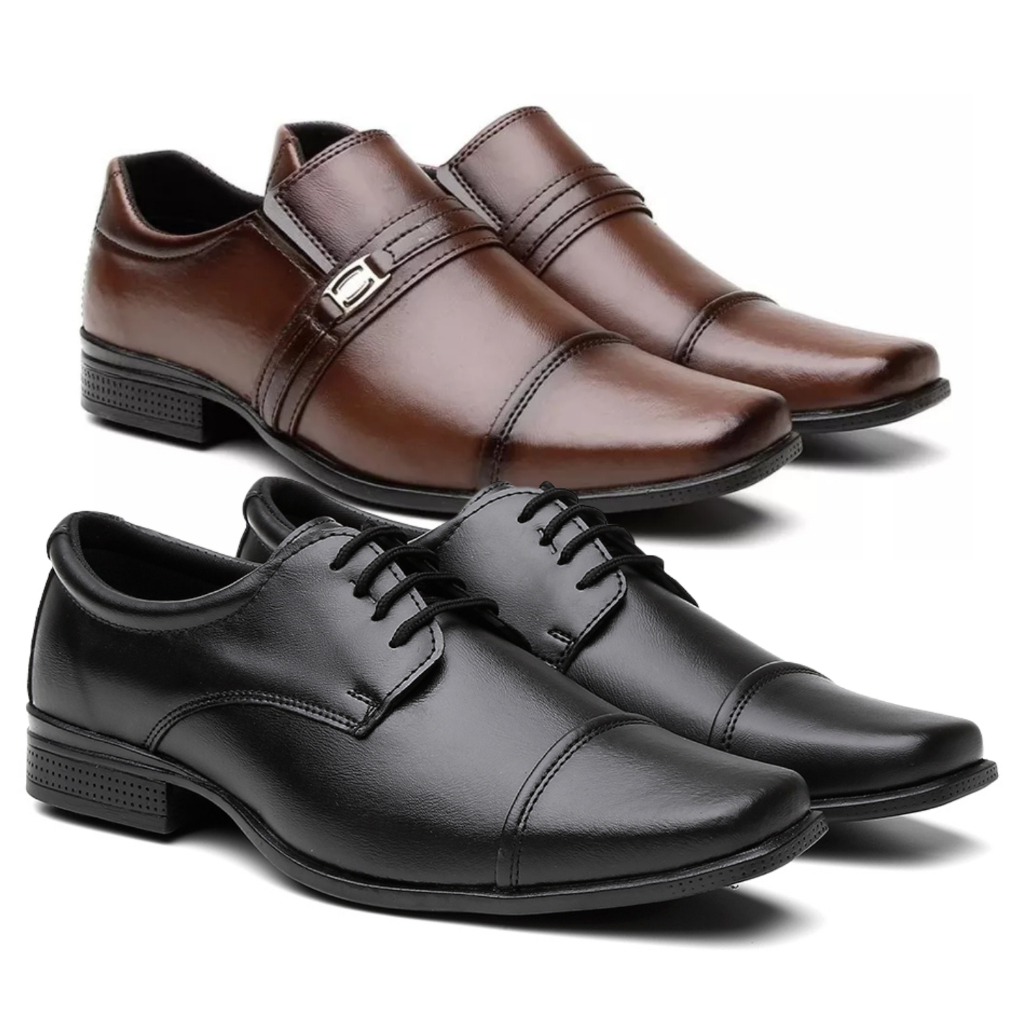 Sapato Social Preço Atacado Direto Da Fábrica Kit 2 Pares Oxford Borla Cap Toe