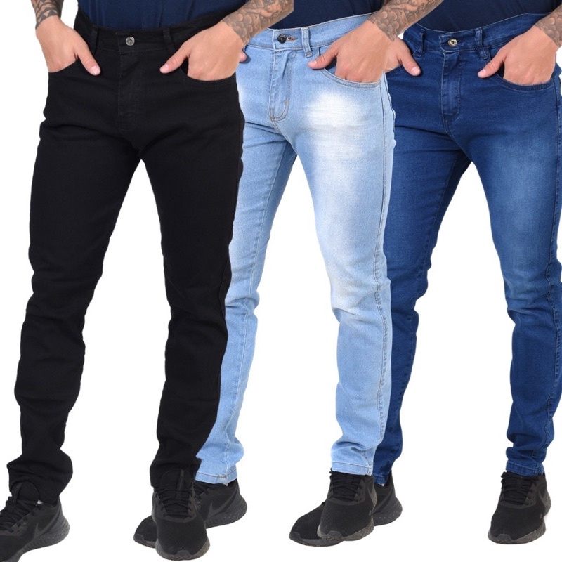 kit 3 calças jeans masculinas lycra Pegasus