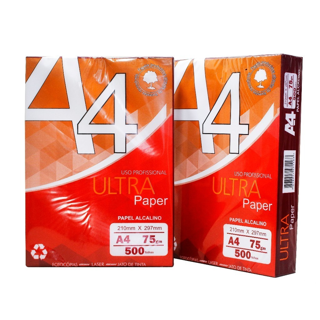 KIT C/6 Papel Sulfite 500 Folhas A4 Pacote 210m X 297mm Ultra Paper Cor ...