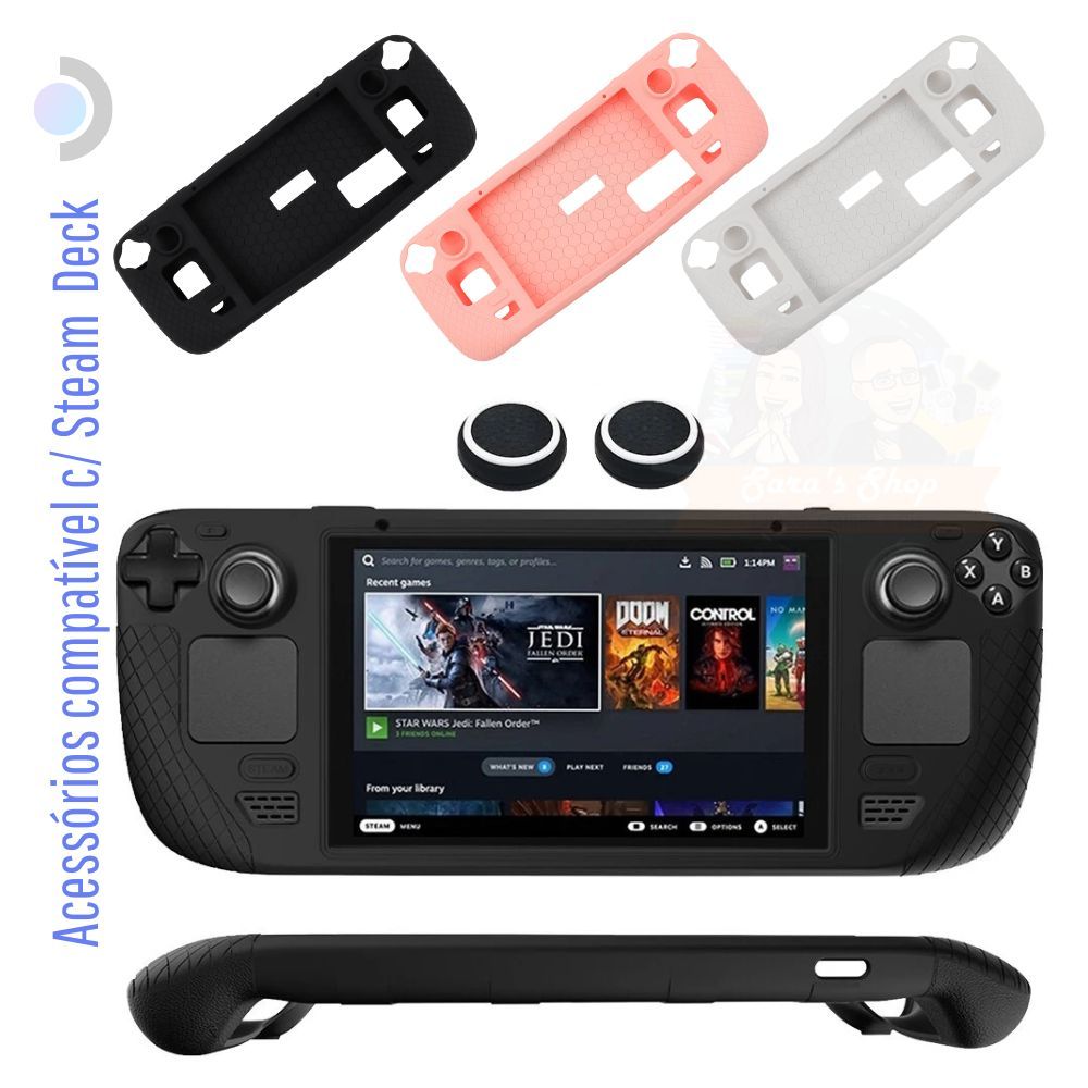 Capa Case Protetora Silicone Para Steam Deck + Par de Grip