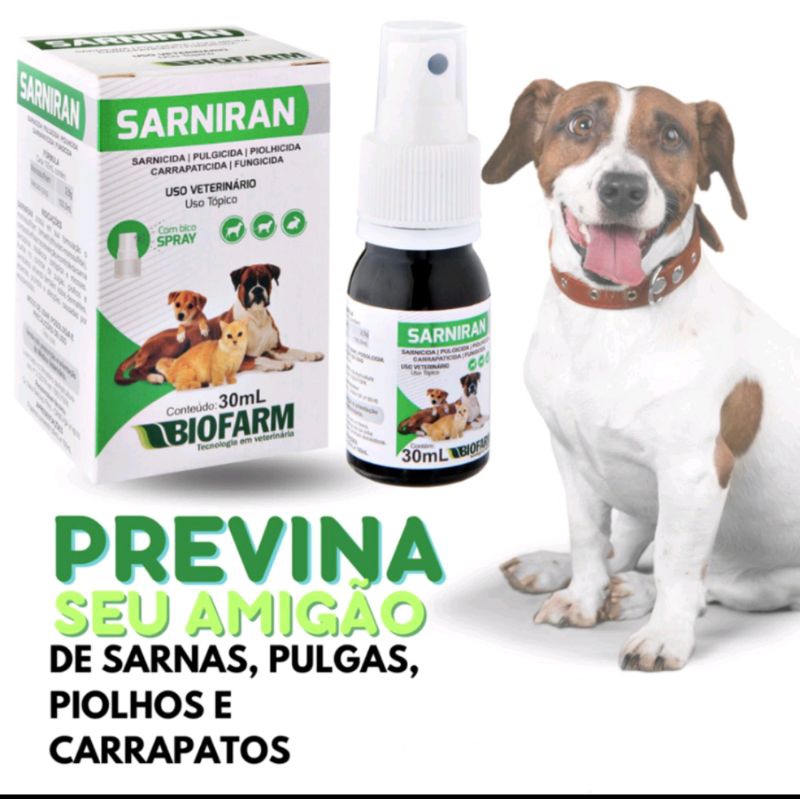 Sarniran Remedio Anti Sarna Spray Pulga Fungicida Carrapato Cão Gato ...