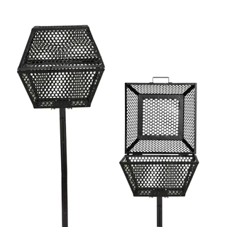 Lixeira de Calçada com Tela e Tampa Aço Externa Rua Durável Coluna Pedestal