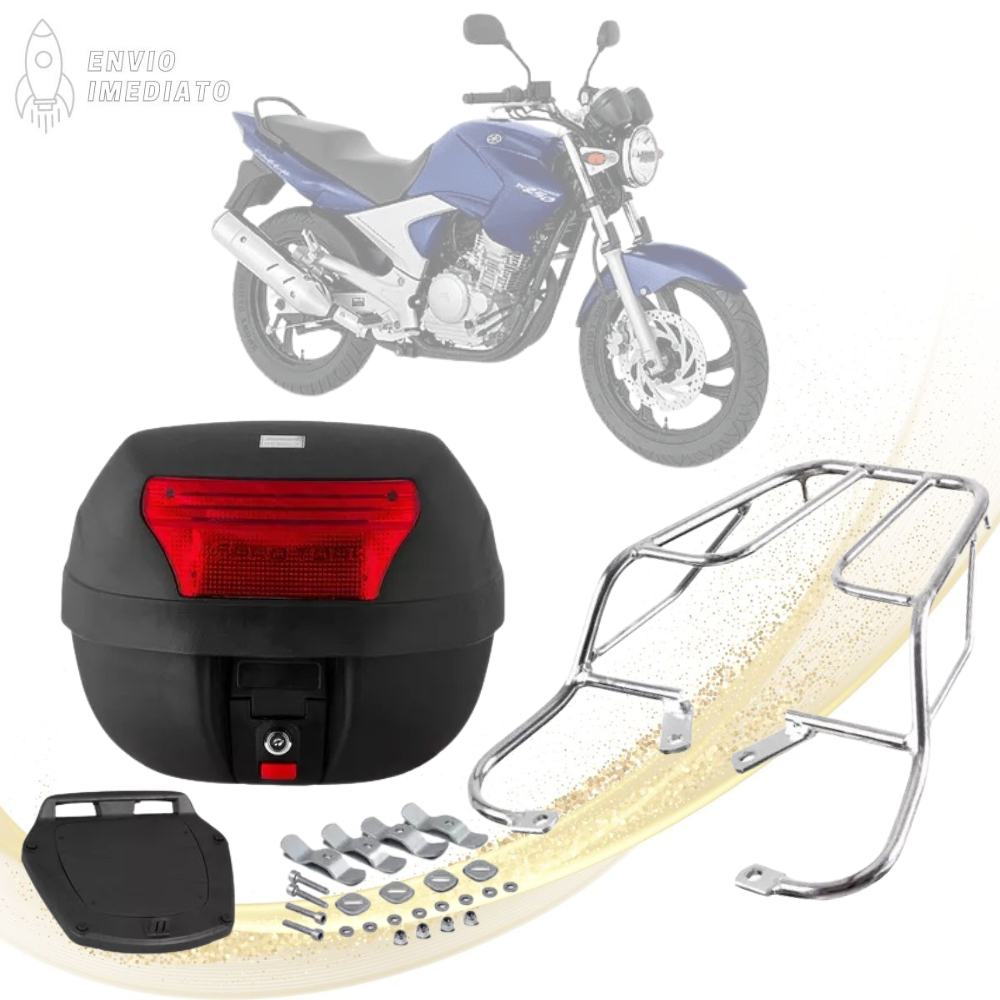 Bauleto Bau 28 Litros Com Bagageiro Sansão Churrasqueira Moto Fazer 250 ...