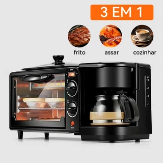 Forno Forninho Elétrico 3 Em 1 Cafeteira Grill Assadeira Café Da Manhã 110v entrega rápida